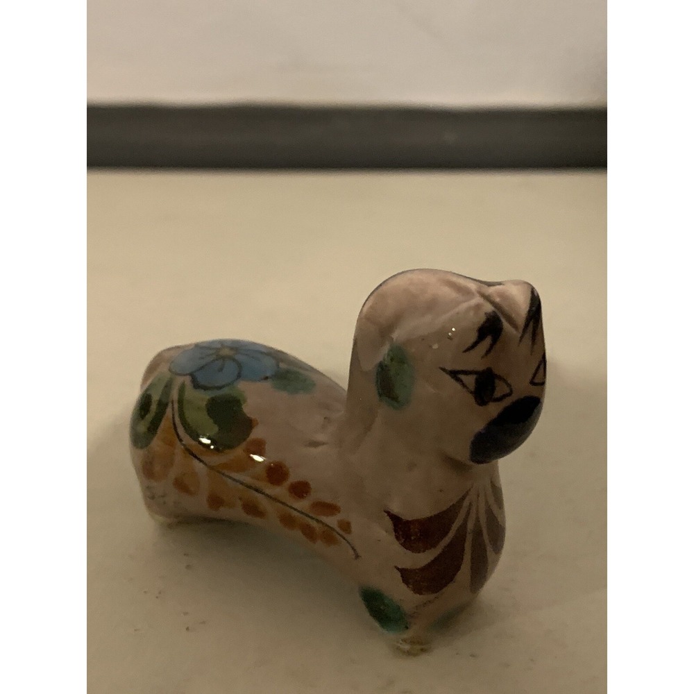 Mexico Folk Art‎ Pottery Miniature Figurine Tonala Short Leg Horse Brown Painted
